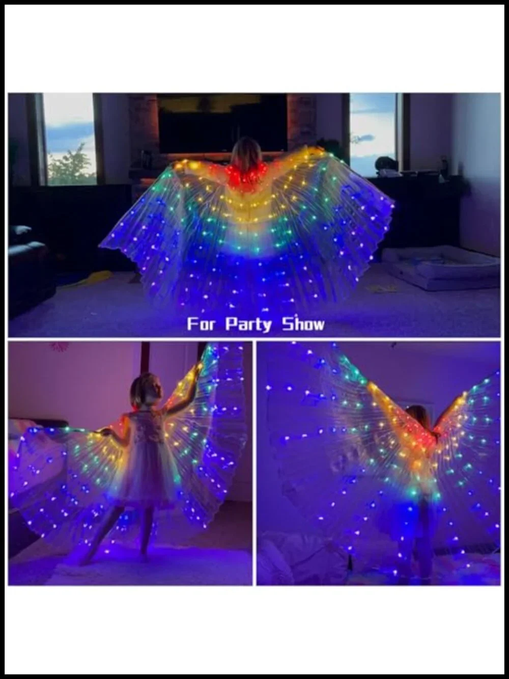 LED Butterfly Wings Light Up Fairy Costume Accessory for Halloween Cosplay Party